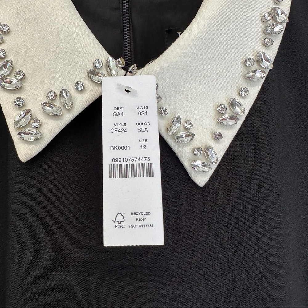 NWT J.CREW Embellished Collard Shift Dress In Stretch Crepe 12 - Picture 7 of 10
